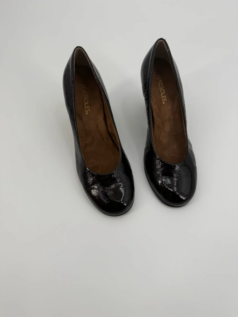 Aerosoles Elegant Plum Patent Leather Wedge Pumps with Leopard Print Heel SZ 8.5